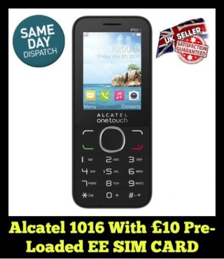 Alcatel 1016 Unlocked Phone with £10 pre-loaded EE SIM Card